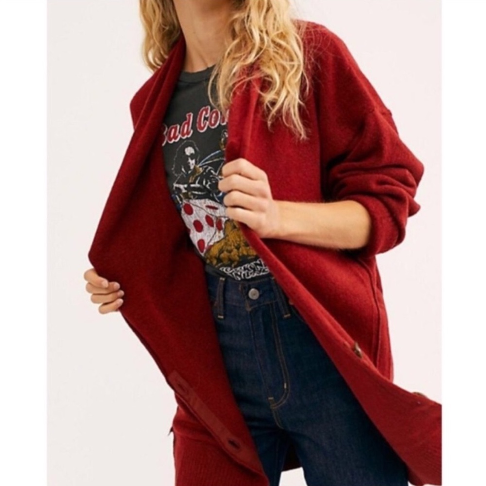FREE PEOPLE Eucalyptus Cardigan Brick Red